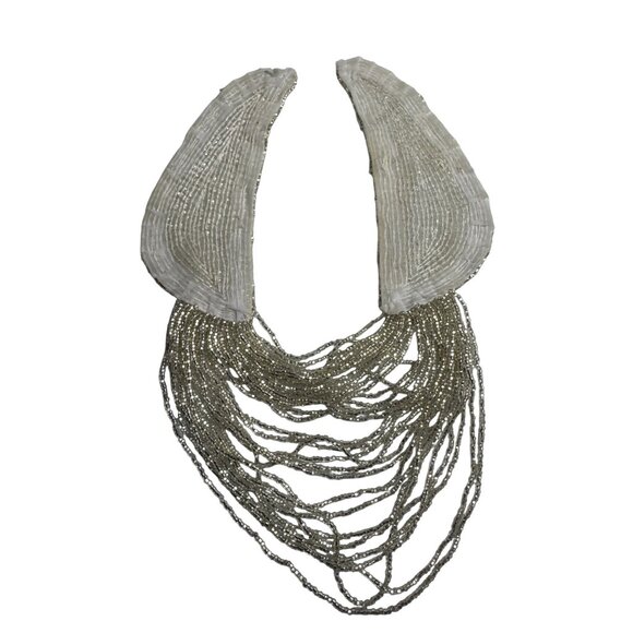 Handcrafted Beaded Bib Three-Quarter Necklace With Sequins for Fabric Applique - Picture 4 of 6